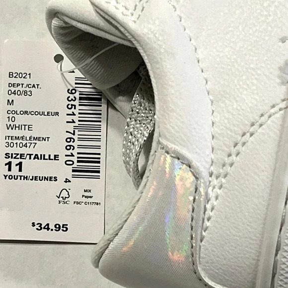 Children Place Girls white low top lace up tennis shoes. Size 11C NWT - Picture 7 of 13